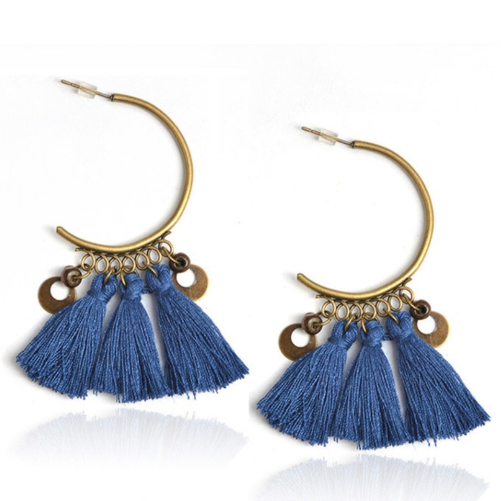 Navy tassel earrings